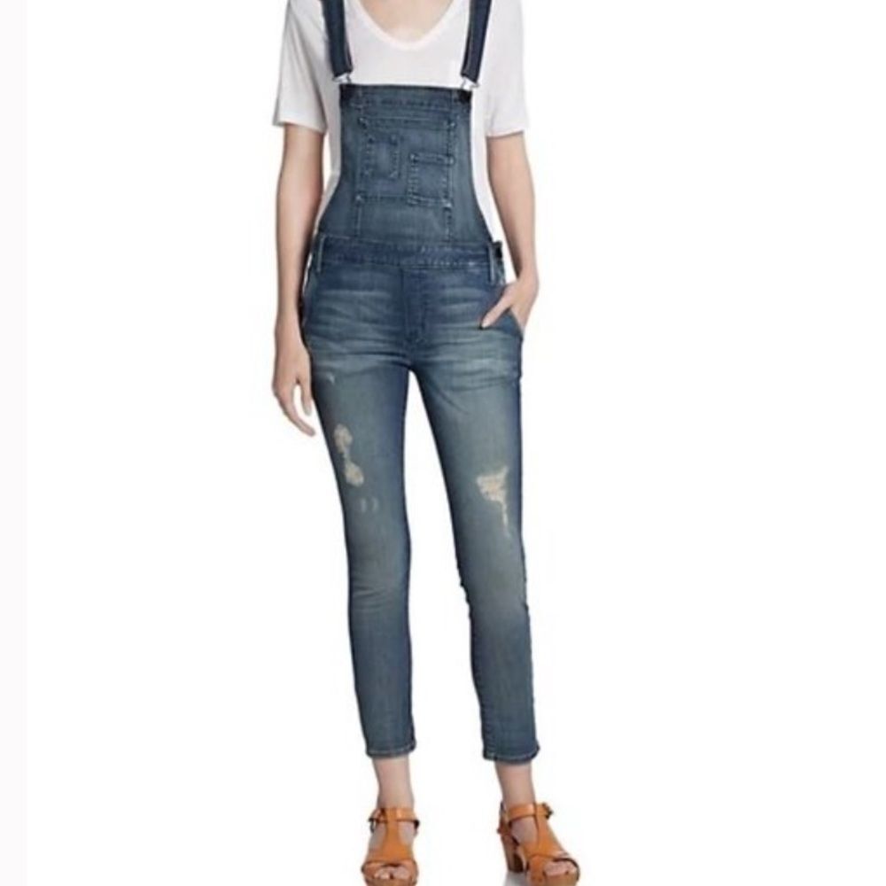 GRAY Skinny Denim Overalls Jumpsuit Size 28